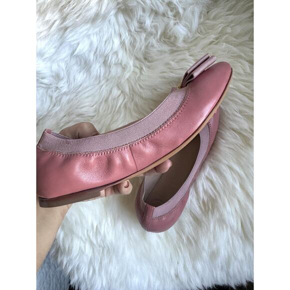 Tory Burch Soft Leather Pink Ballet Flats Gold Logo On Bow Size 5/35 Worn Once - Picture 6 of 8